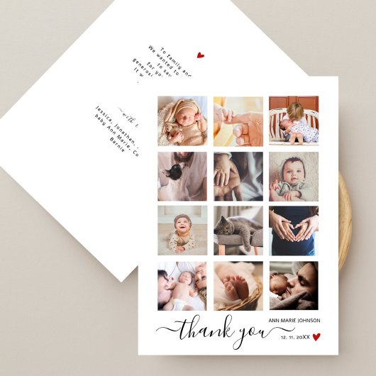 Chique multi-foto collage babyshower bedankkaart