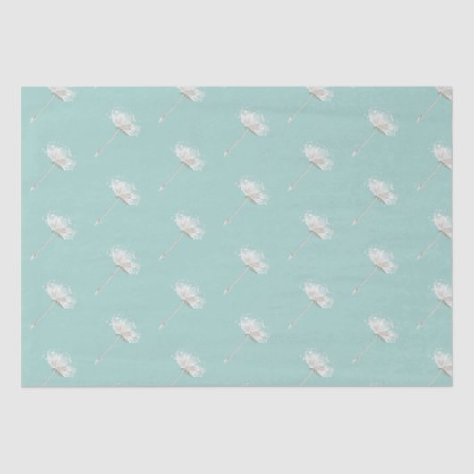 Chique munt witte paardenbloem bloemen tissuepapier (Voorkant)