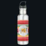 Chique naam en monogram op strepen waterfles<br><div class="desc">Een stijlvolle waterfles is voorzien van een waterverf strepen patroon geaccentueerd met uw chique initiaal monogram en voornaam in een chique script. Creëer voor jezelf of geef als cadeau.</div>