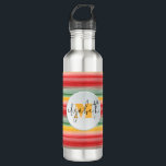 Chique naam en monogram op strepen waterfles<br><div class="desc">Een stijlvolle waterfles is voorzien van een waterverf strepen patroon geaccentueerd met uw chique initiaal monogram en voornaam in een chique script. Creëer voor jezelf of geef als cadeau.</div>