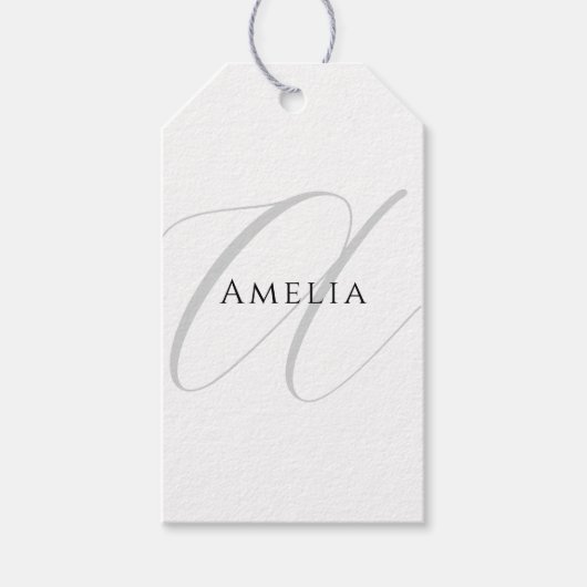 Chique naam monogram initiaal letter kalligrafie cadeaulabel (Voorkant)