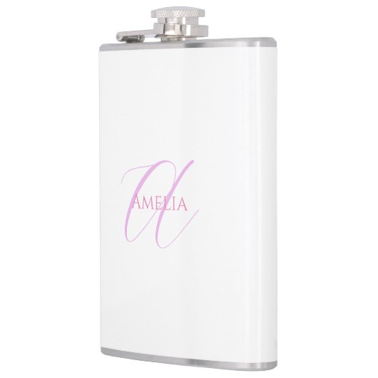 Chique naam Monogram Initiaal letter kalligrafie Heupfles (Links)