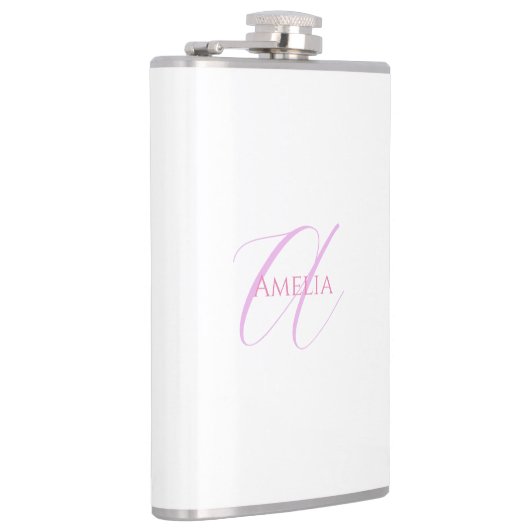 Chique naam Monogram Initiaal letter kalligrafie Heupfles (Rechts)