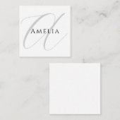 Chique naam Monogram Initiaal letter kalligrafie Informatiekaartje (Voorkant / Achterkant)