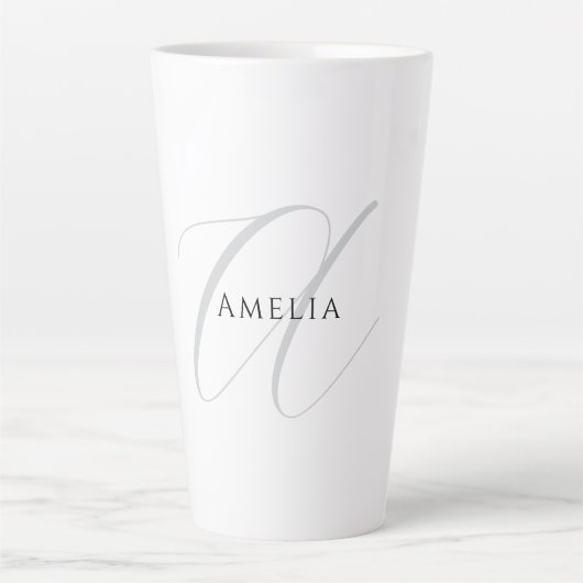 Chique naam monogram initiaal letter kalligrafie latte mok (Voorkant)