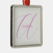 Chique naam Monogram Initiaal letter kalligrafie Metalen Ornament (Rechts)