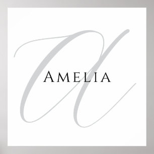 Chique naam monogram initiaal letter kalligrafie poster