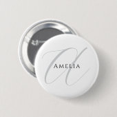 Chique naam monogram initiaal letter kalligrafie ronde button 5,7 cm (Voorkant /achterkant)