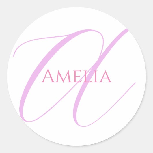 Chique naam Monogram Initiaal letter kalligrafie Ronde Sticker (Voorkant)