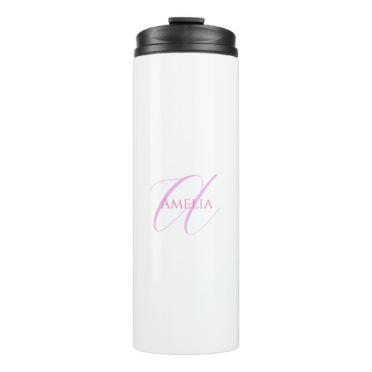 Chique naam Monogram Initiaal letter kalligrafie Thermosbeker (Voorkant)