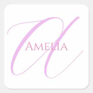 Chique naam Monogram Initiaal letter kalligrafie Vierkante Sticker
