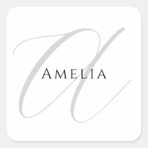 Chique naam monogram initiële letter kalligrafie  vierkante sticker