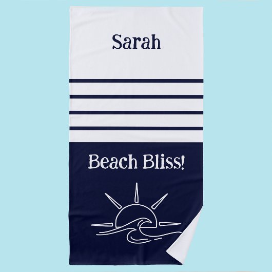 Chique naam Navy Blue Stripes Ocean Strandlaken