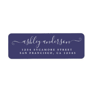 Chique naamlabel in marineblauw retouradreslabel etiket