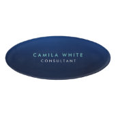 Chique Nachtblauw Elegant Professioneel Naambadge (Voorkant)