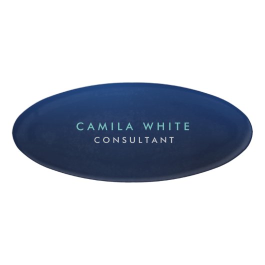 Chique Nachtblauw Elegant Professioneel Naambadge (Voorkant)