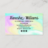 Chique nagelsalon holografische kleurrijke marmere visitekaartje (Achterkant)