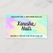 Chique nagelsalon holografische kleurrijke marmere visitekaartje (Voorkant)