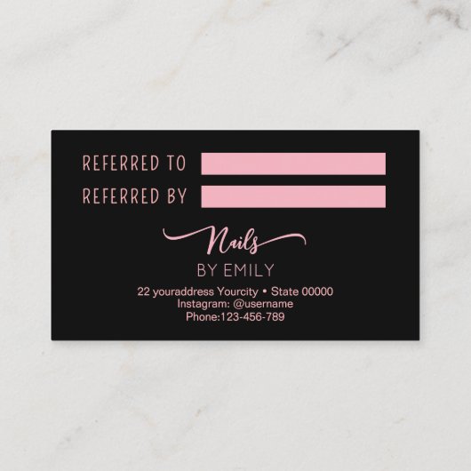 Chique nagelsalon Verwijs een vriend Verwijzing Ka Klantenkaartje (Achterkant)