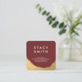 Chique namaak goud geborsteld dieprood vierkante visitekaartje (Staand voorkant)