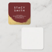 Chique namaak goud geborsteld dieprood vierkante visitekaartje (Voorkant / Achterkant)