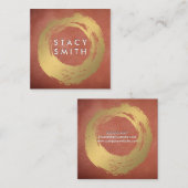 Chique namaak goud geborsteld rood leer vierkante visitekaartje (Voorkant / Achterkant)