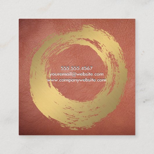 Chique namaak goud geborsteld rood leer vierkante visitekaartje (Achterkant)