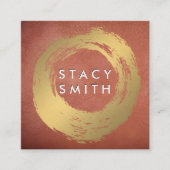 Chique namaak goud geborsteld rood leer vierkante visitekaartje (Voorkant)