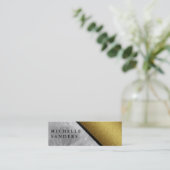 Chique namaak goud glas met leren rand mini visitekaartje (Staand voorkant)