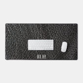 Chique namaak zwart leer met monogram bureaumat (Keyboard & Muis)