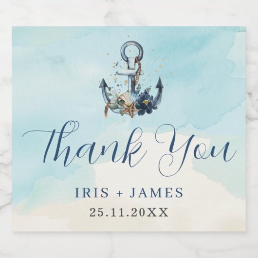 Chique nautische anker moderne strand bruiloft bier etiket (Enkel label)