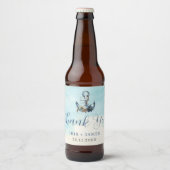 Chique nautische anker moderne strand bruiloft bier etiket (Voorkant)