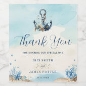 Chique nautische anker moderne strand bruiloft wijn etiket (Enkel label)