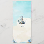 Chique nautische anker strand kust bruiloft menu (Achterkant)