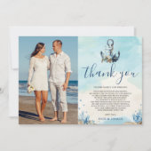 Chique nautische anker strand moderne bruiloft fot bedankkaart (Voorkant)