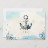 Chique nautische anker strand moderne bruiloft fot bedankkaart (Achterkant)