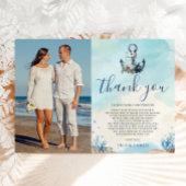 Chique nautische anker strand moderne bruiloft fot bedankkaart