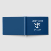 Chique nautische anker witte duif symbool bruiloft gastenboek (Volledig)