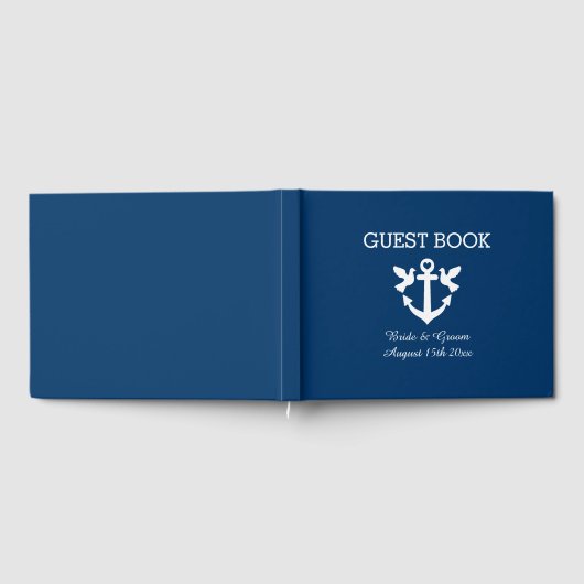 Chique nautische anker witte duif symbool bruiloft gastenboek (Volledig)