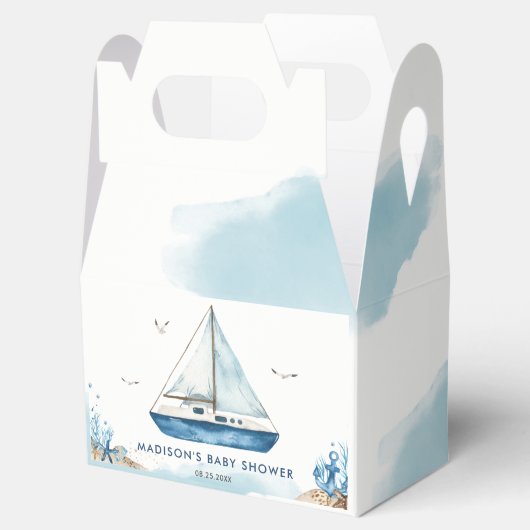 Chique nautische boot Ahoy Het is een jongen Baby  Bedankdoosjes (Geopend)