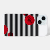 Chique nautische zwart-wit gestreepte gepersonalis Case-Mate iPhone case (Achterkant (horizontaal))