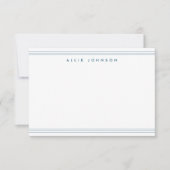 Chique Navy Blauw Drievoudige Lijn Twee Grensnaam Notitiekaartje (Voorkant)