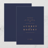 Chique Navy Blauw Gouden Trouw Save The Date (Voorkant / Achterkant)