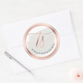 Chique Navy Blauw & Roos Goudfolie Bedrijf Logo Ronde Sticker (Envelop)