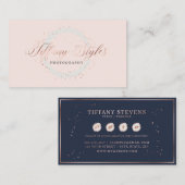 Chique Navy Blauw & Roos Goudfolie Bedrijf Logo Visitekaartje (Voorkant / Achterkant)