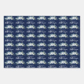Chique Navy Blauw Wit Pioen Bloemen Aangepaste Bru Inpakpapier Vel (Voorkant 2)