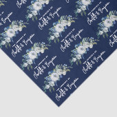 Chique Navy Blauw Wit Pioen Bloemen Aangepaste Bru Tissuepapier (Detail)