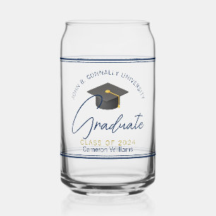 Chique Navy Blauwe Afstudeer Herinnering Geschenk Blikvorm Glas