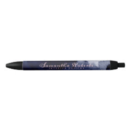 Chique Navy Blauwe Aquarel Abstract Blush Roze Zwarte Inkt Pen