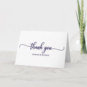 Chique Navy Blauwe Calligrafie Dank Je Kaart